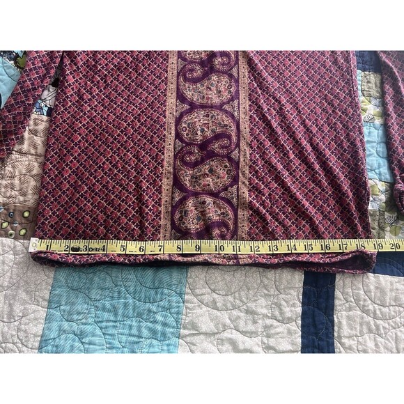 Lucky Brand Blouse Womens Medium Purple Paisley Loose Long Sleeve Boho Flowy - Picture 6 of 11